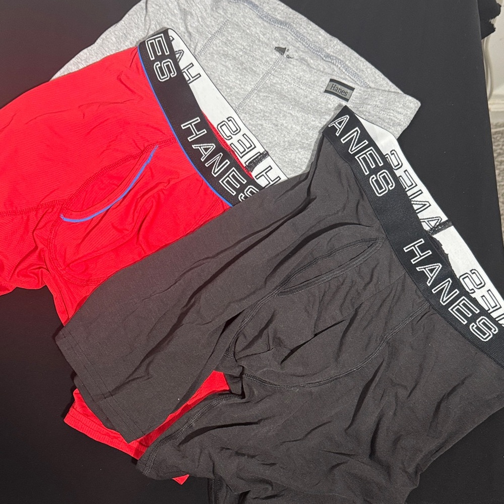NWOT Hanes Boxer Briefs Trio - Red, Gray, Black